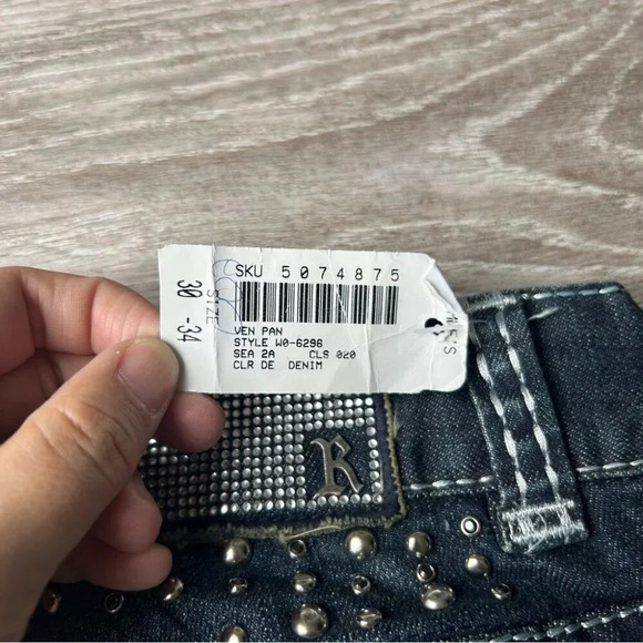 NWT Rock  And Roll Cowgirl Studded Low Rise Bootcut Jeans - Picture 12 of 13